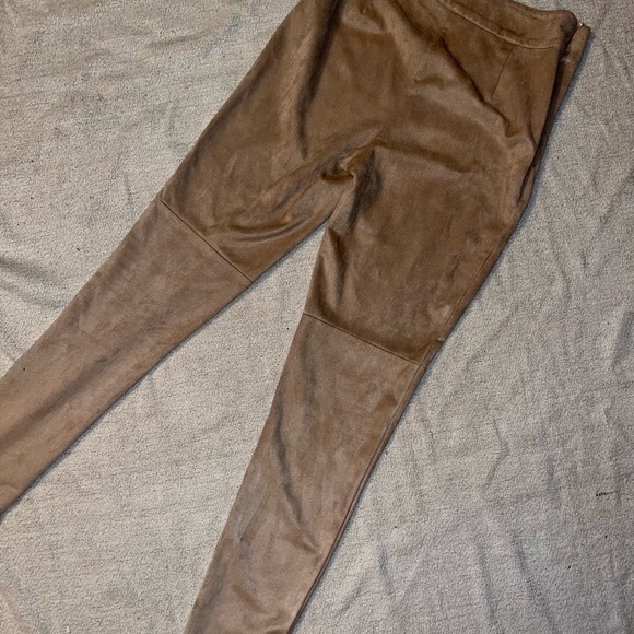 Missguided Nude Faux Suede High Waisted Skinny Trousers - Picture 7 of 9
